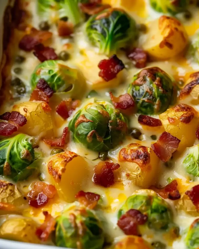 Rosenkohlauflauf mit Kartoffeln und Speck- perfekt für den Feierabend