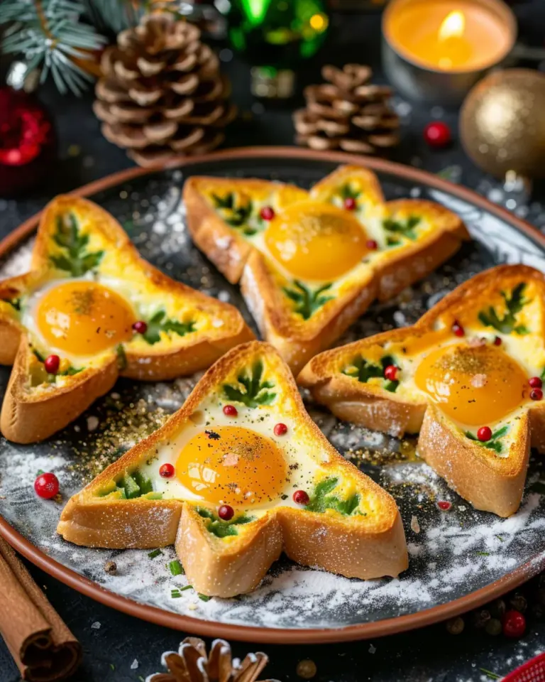 Weihnachtsfrühstück mit Toast und Ei