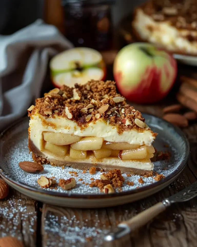Würziger Bratapfel- Käsekuchen mit Zimtstreuseln