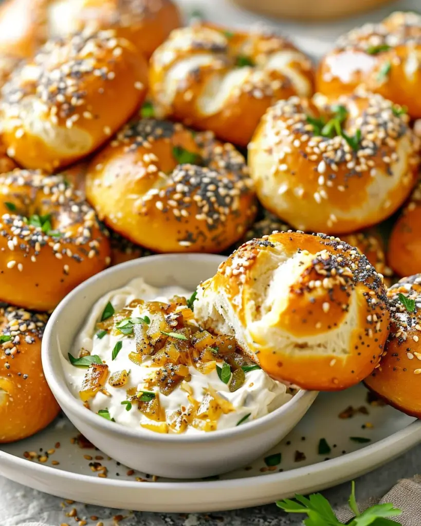 Laugenkonfekt Rezept mit Zwiebel-Dip