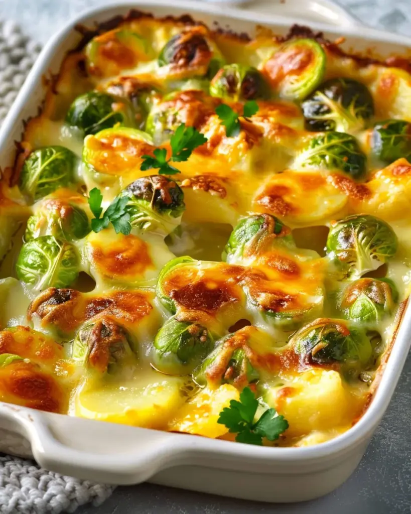 Rosenkohlauflauf- mit Kartoffeln und Käse