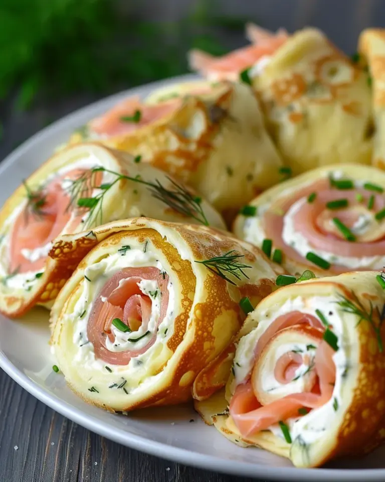 Fingerfood mit Räucherlachs Pfannkuchenrollen- schnell und einfach