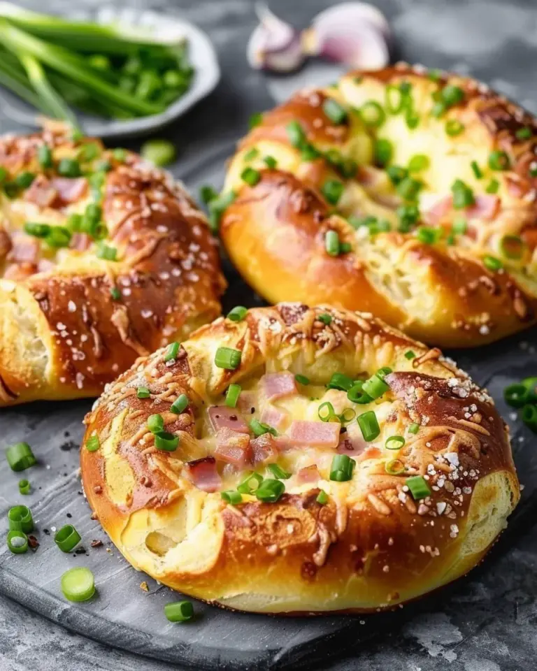 Überbackene Brezeln mit Schinken und Käse